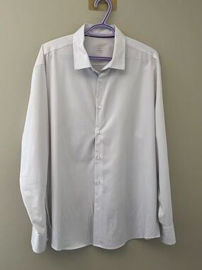 Michael Strahan Modern Fit White Stretch Dress Shirt XL 17½ 34/35